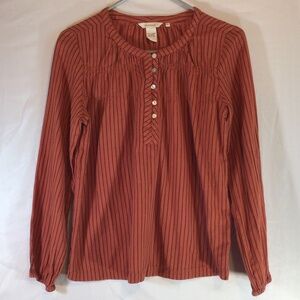 Sundance Women’s Popover Top Rust Size XS Striped Casual Boho Peasant Hippie